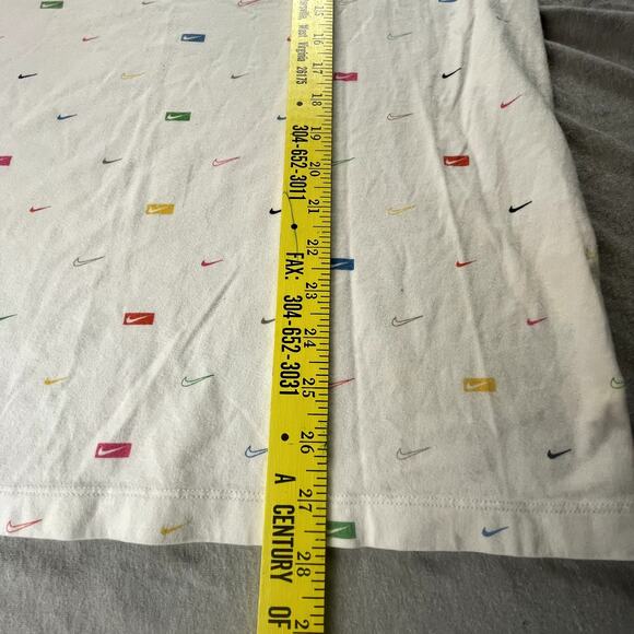 Nike Shirt Mens Large White Swoosh Short Sleeve Logo All Over Print Tee - Picture 6 of 7